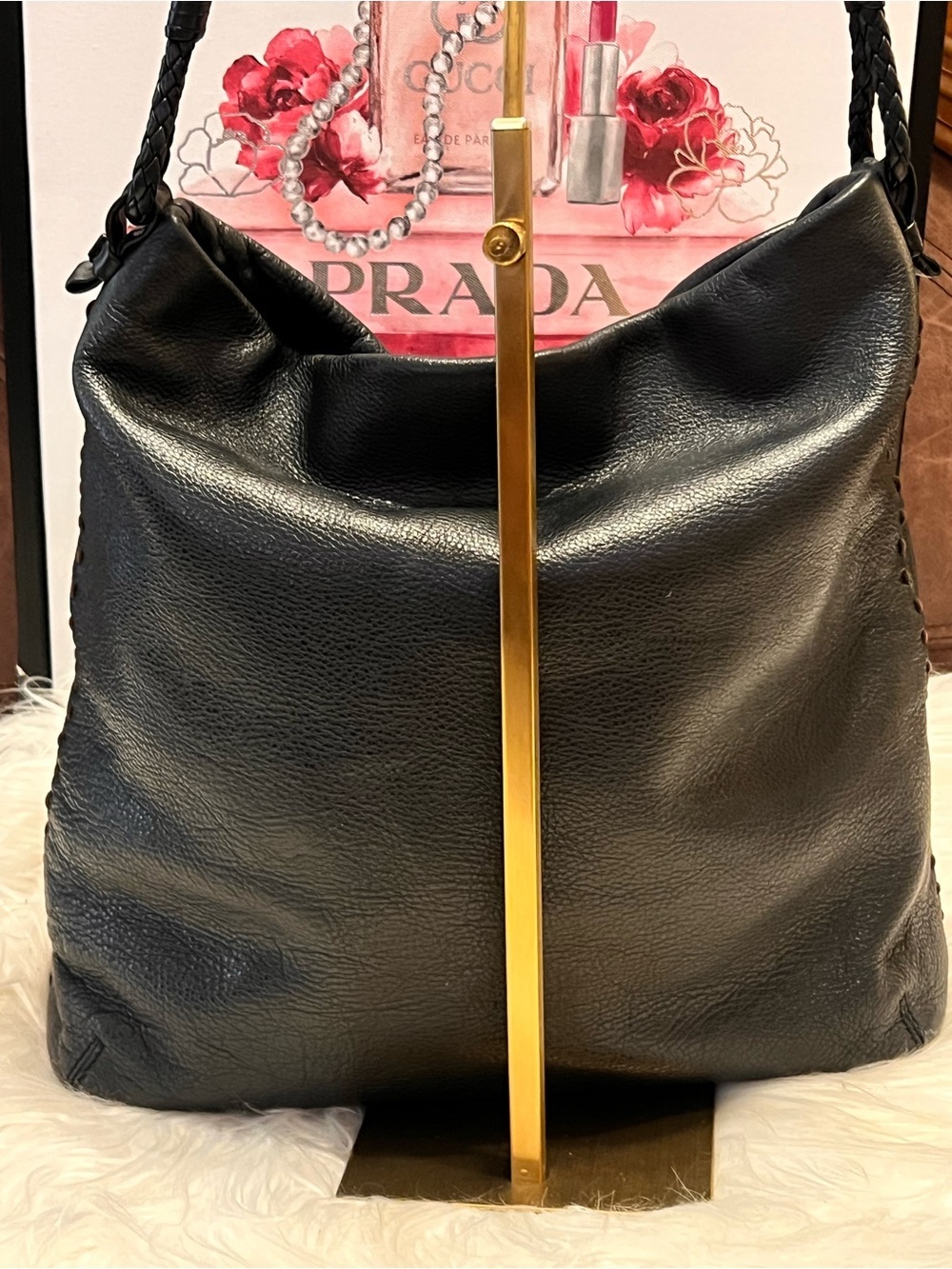 Sigrid Olsen Black Braided-Handle Leather Shoulder Bag - Picture 14 of 15